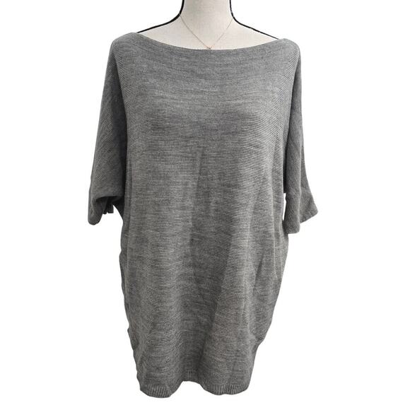 Moda Women’s Gray Sweater M Made in Italy Oversized Knit Dolman Sleeve Tunic - Picture 1 of 7
